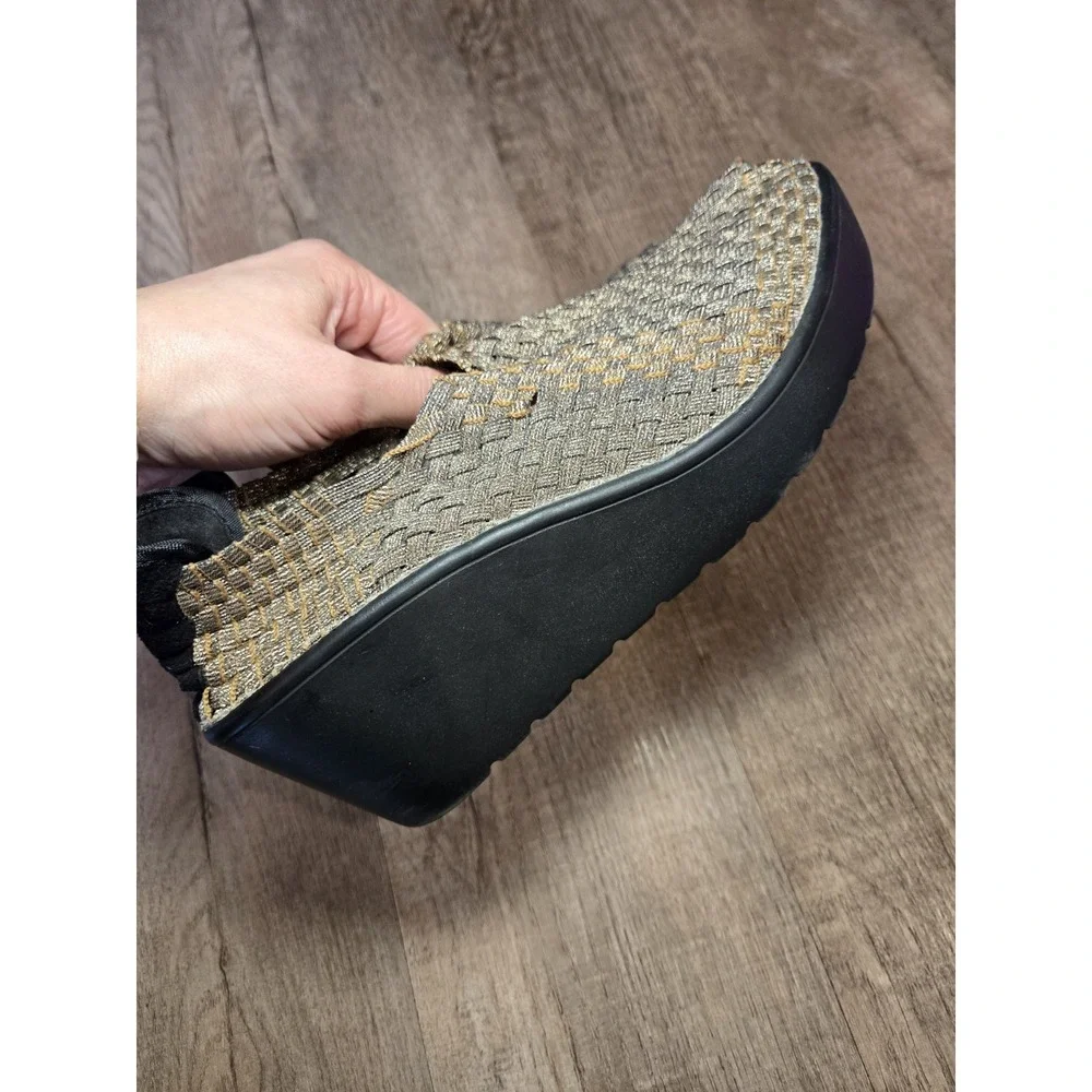 Steven by Steve Madden Betsi‎ Womens 8.5 GoldTone Slip-on Platform Wedge Shoe